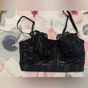 Etam 34D Black Lace Bra lined support sexy lace